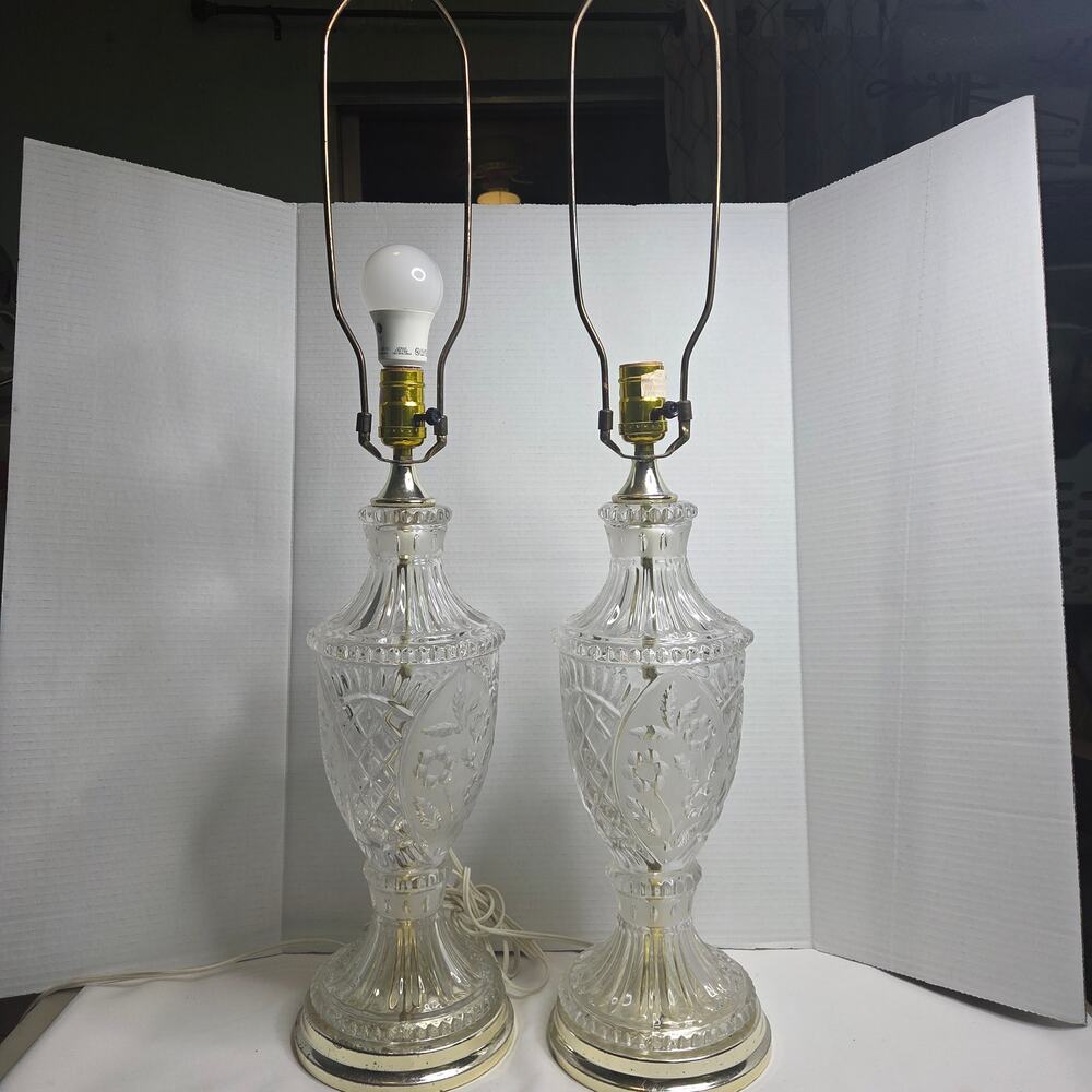 Vintage 1960's Zajecar Crystal 24% Lead Glass Table Lamps Home Decor